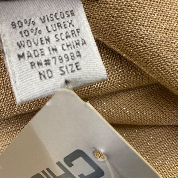 NWT Chicos Women’s OS linen blend Scarf Wrap Beige fringe multipurpose Holiday - Picture 11 of 11